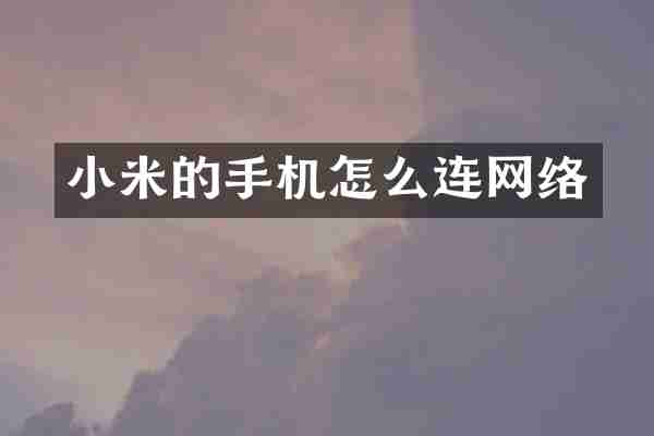 小米的手机怎么连网络