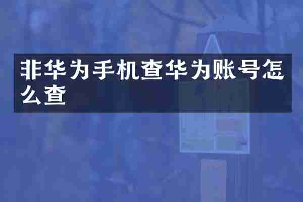 非华为手机查华为账号怎么查