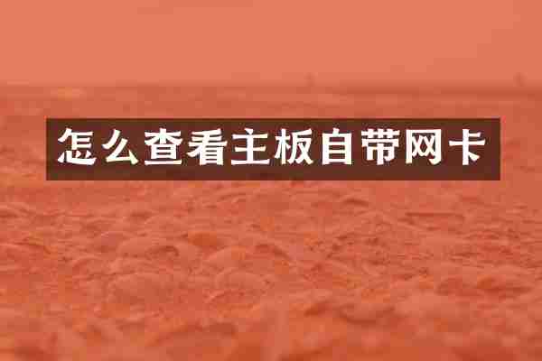 怎么查看主板自带网卡