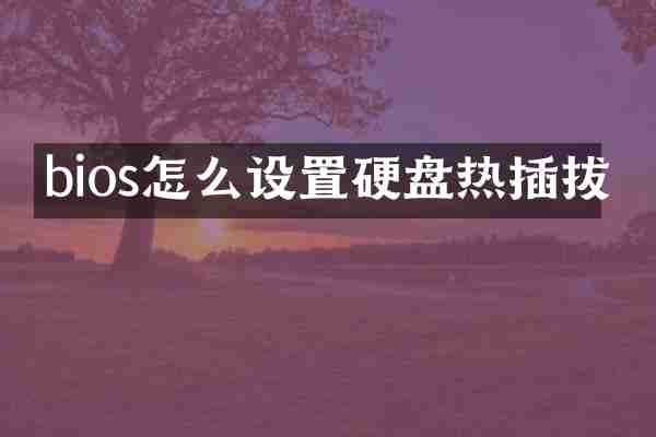 bios怎么设置硬盘热插拔