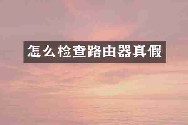 怎么检查路由器真假