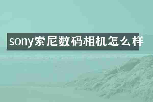 sony索尼数码相机怎么样