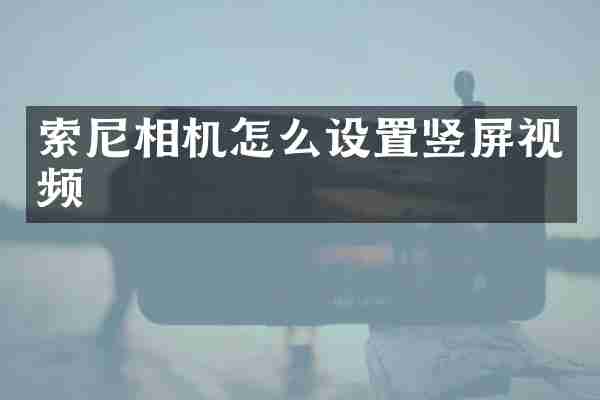 索尼相机怎么设置竖屏视频