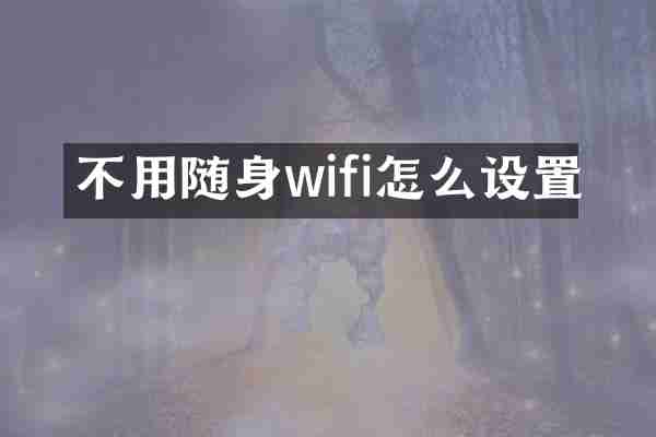 不用随身wifi怎么设置