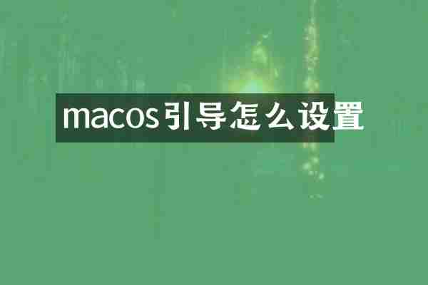 macos引导怎么设置
