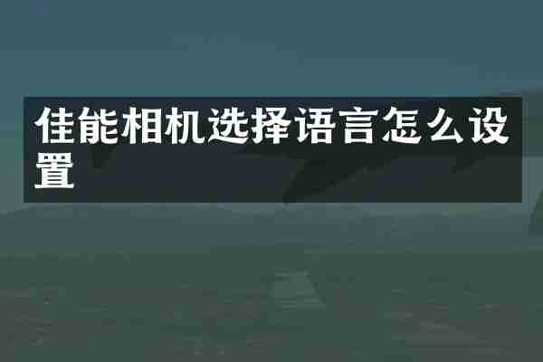 佳能相机选择语言怎么设置