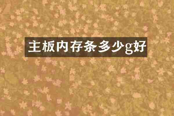 主板内存条多少g好