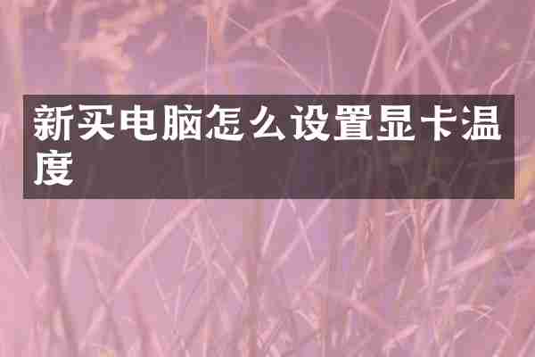 新买电脑怎么设置显卡温度