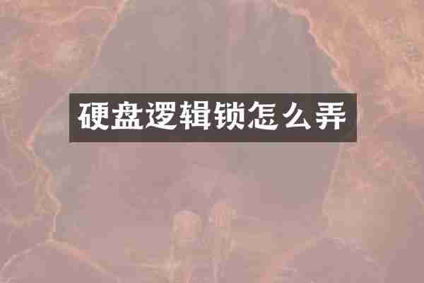 硬盘逻辑锁怎么弄