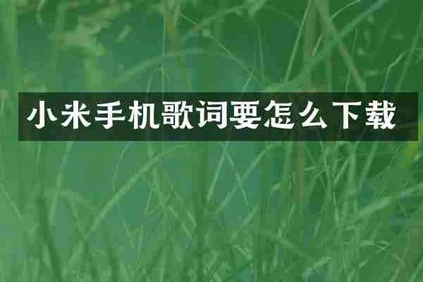 小米手机歌词要怎么下载