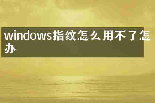 windows指纹怎么用不了怎么办