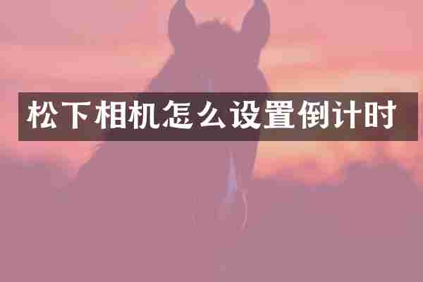 松下相机怎么设置倒计时