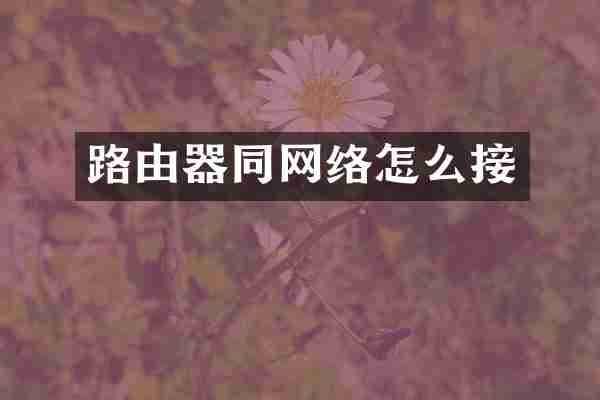 路由器同网络怎么接