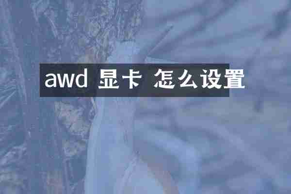 awd 显卡 怎么设置
