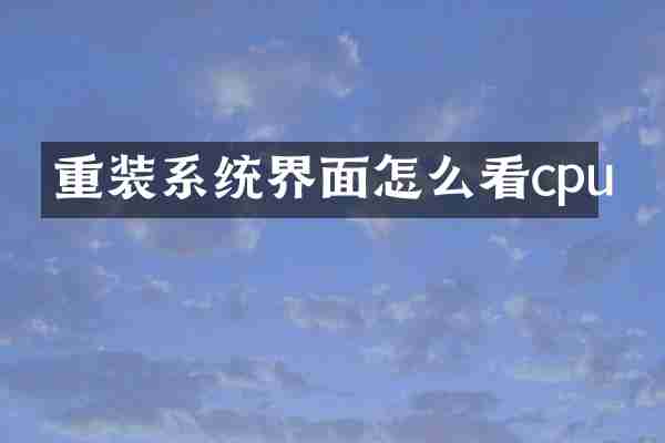 重装系统界面怎么看cpu