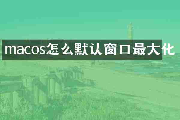 macos怎么默认窗口最大化