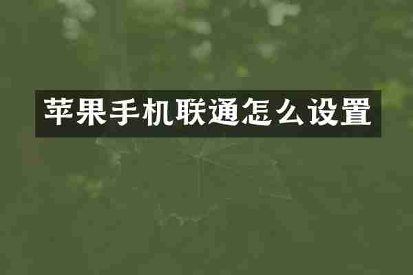 苹果手机联通怎么设置