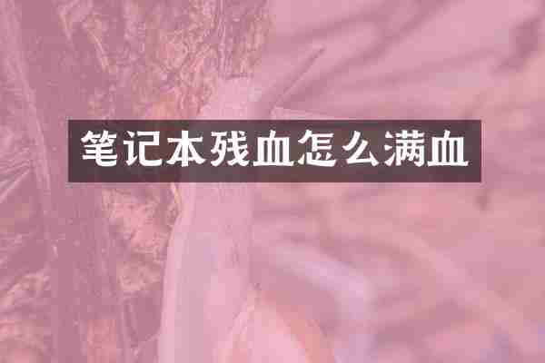 笔记本残血怎么满血