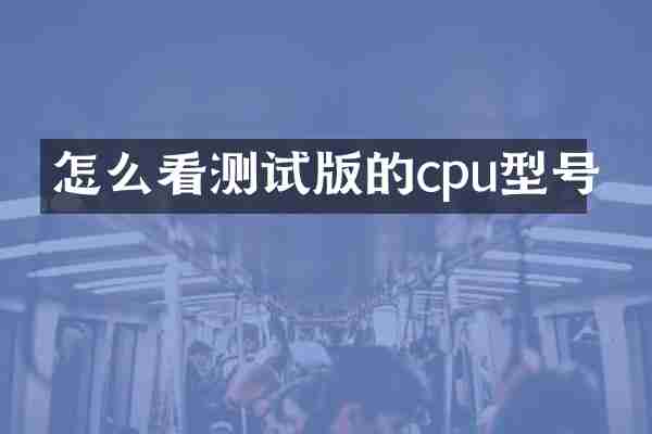 怎么看测试版的cpu型号