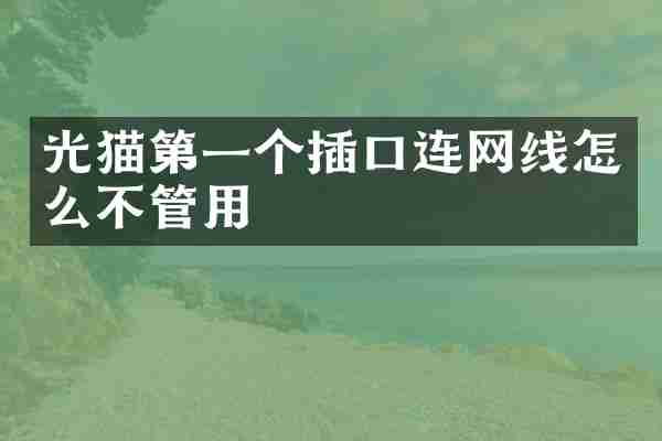 光猫第一个插口连网线怎么不管用