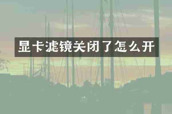 显卡滤镜关闭了怎么开