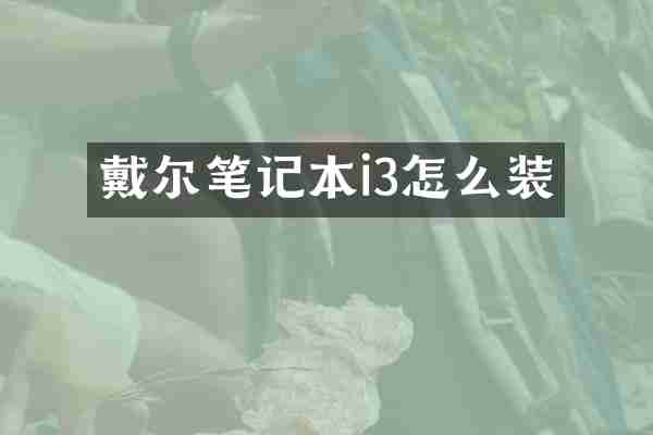 戴尔笔记本i3怎么装