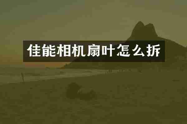 佳能相机扇叶怎么拆