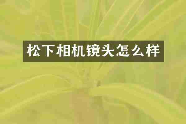 松下相机镜头怎么样