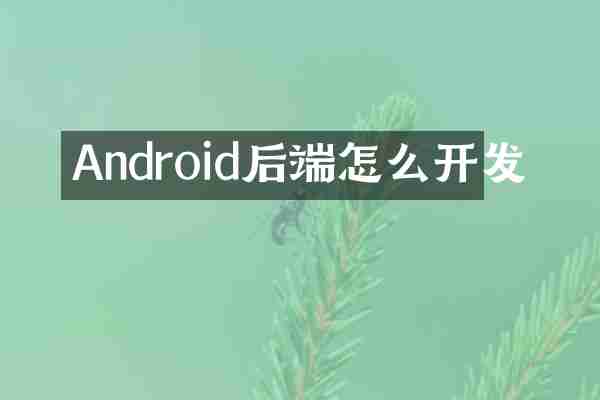 Android后端怎么开发