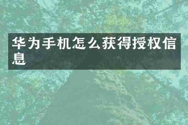 华为手机怎么获得授权信息