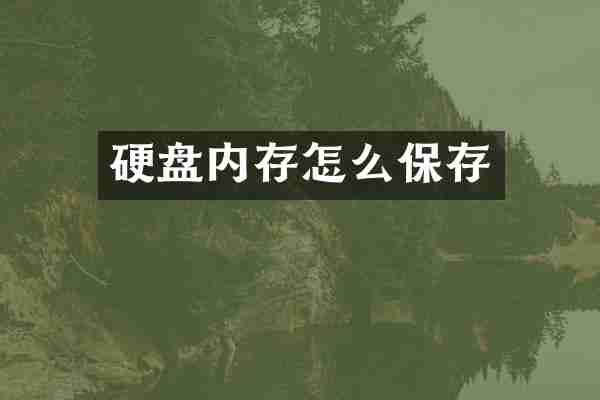 硬盘内存怎么保存