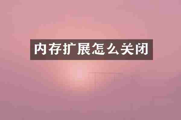 内存扩展怎么关闭
