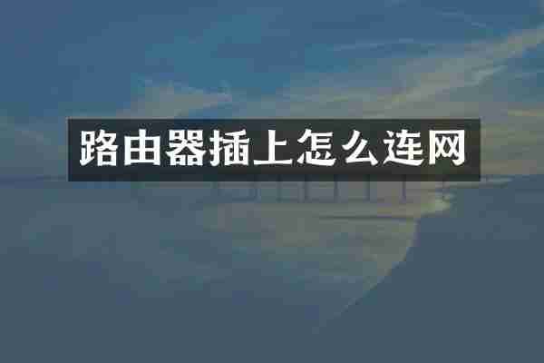 路由器插上怎么连网