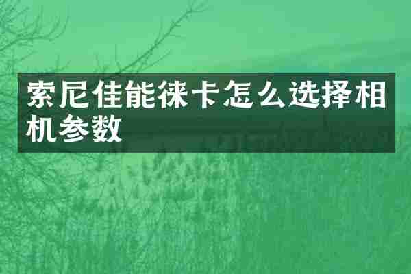 索尼佳能徕卡怎么选择相机参数
