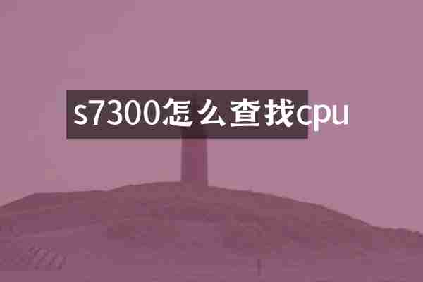 s7300怎么查找cpu
