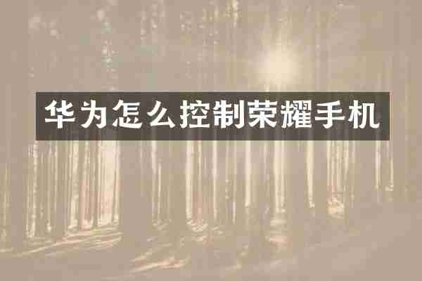 华为怎么控制荣耀手机