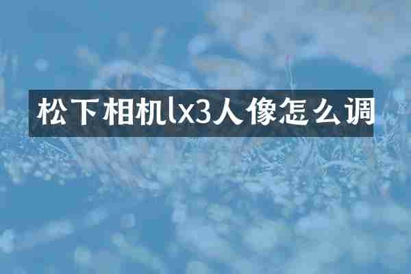 松下相机lx3人像怎么调