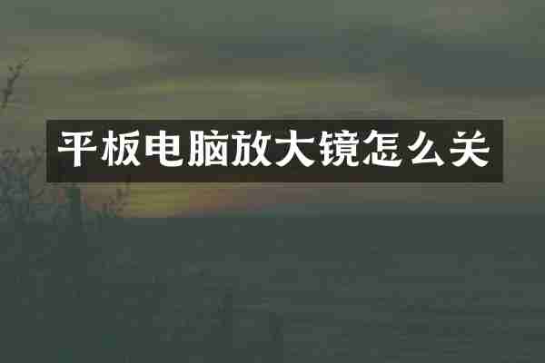 平板电脑放大镜怎么关