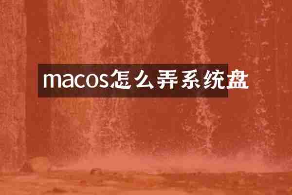 macos怎么弄系统盘