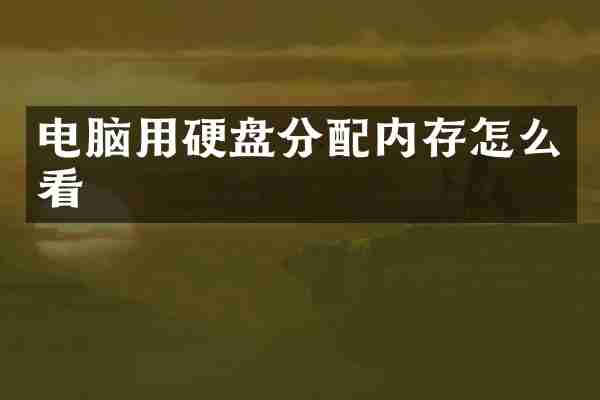 电脑用硬盘分配内存怎么看