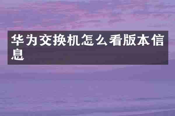 华为交换机怎么看版本信息