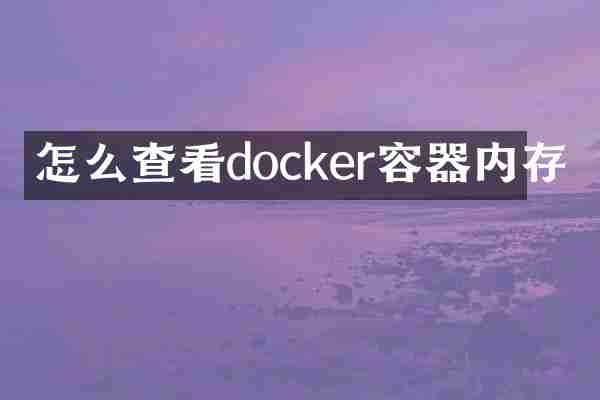 怎么查看docker容器内存