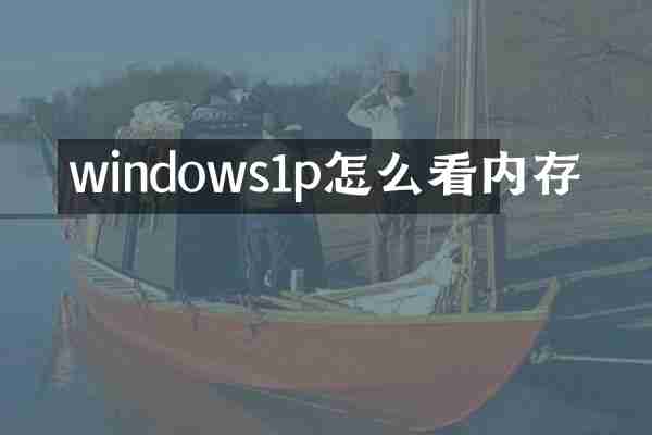 windows1p怎么看内存