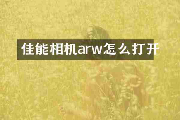 佳能相机arw怎么打开
