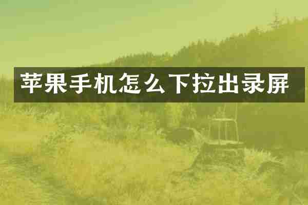 苹果手机怎么下拉出录屏