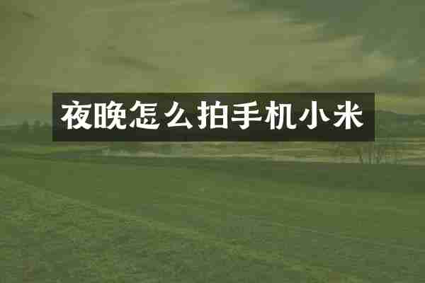 夜晚怎么拍手机小米