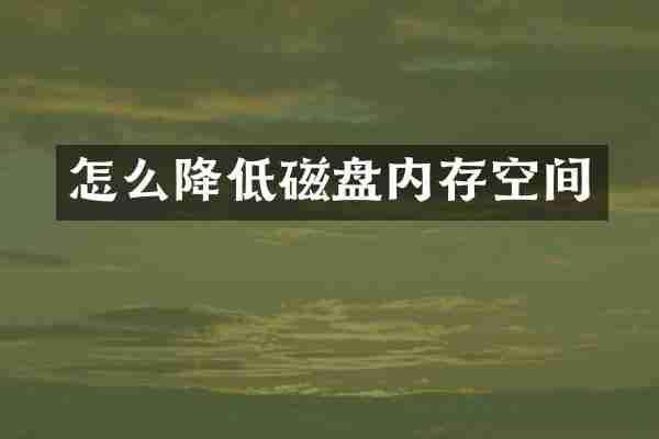 怎么降低磁盘内存空间
