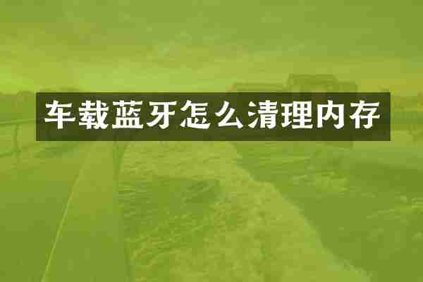 车载蓝牙怎么清理内存