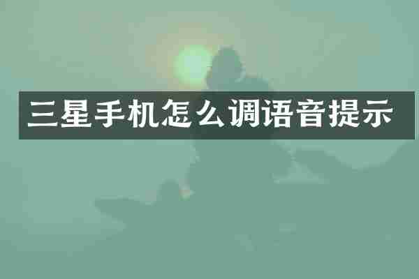 三星手机怎么调语音提示