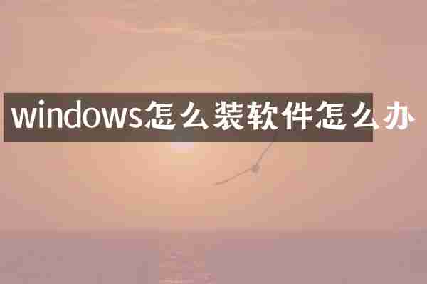 windows怎么装软件怎么办